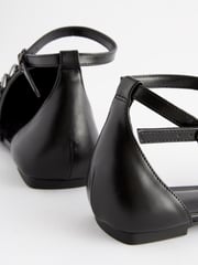 Black Forever Comfort® Point Toe Chain Trim Flats - Image 5 of 8