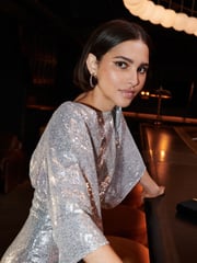 Silver Sequin Batwing Midi Dress - Image 6 of 9