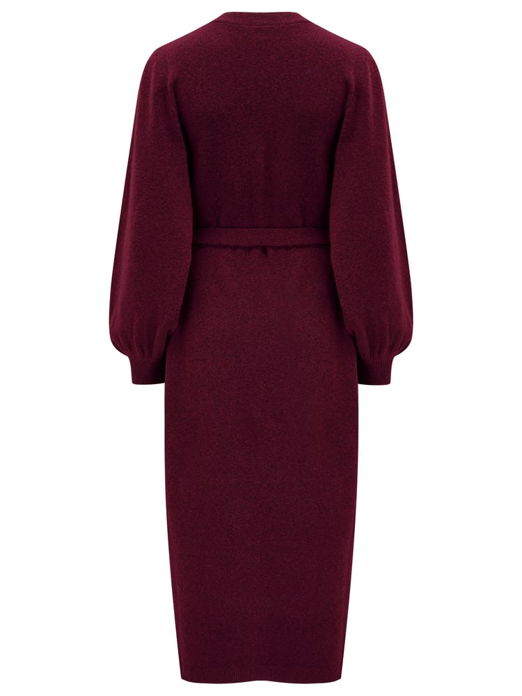 Pour Moi Burgundy Red Elle Knit Midi Wrap Dress - Image 4 of 4