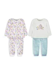 JoJo Maman Bébé Cream 2-Pack Hedgehog Jersey Pyjamas - Image 1 of 10
