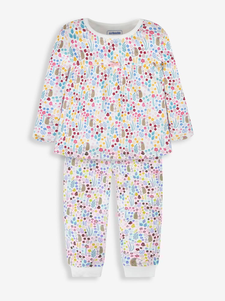 JoJo Maman Bébé Cream 2-Pack Hedgehog Jersey Pyjamas - Image 2 of 10