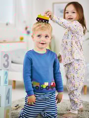 JoJo Maman Bébé Cream 2-Pack Hedgehog Jersey Pyjamas - Image 4 of 10