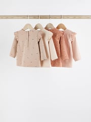 Rust Brown/Cream Baby Long Sleeve Tops 4 Pack - Image 2 of 7