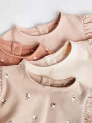 Rust Brown/Cream Baby Long Sleeve Tops 4 Pack - Image 4 of 7