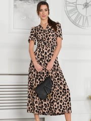 Jolie Moi Leopard Animal Print Quaya Jersey Maxi Dress - Image 1 of 6