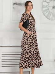Jolie Moi Leopard Animal Print Quaya Jersey Maxi Dress - Image 3 of 6