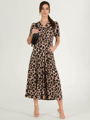 Jolie Moi Leopard Animal Print Quaya Jersey Maxi Dress - Image 5 of 6
