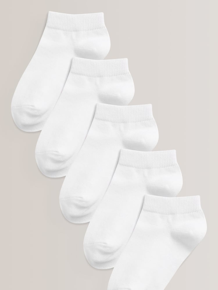 White 5 Pack Cotton Rich Trainer Socks - Image 1 of 2