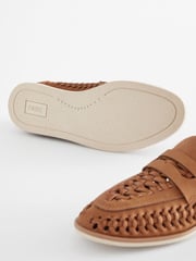 Tan Brown Woven Loafers - Image 4 of 5