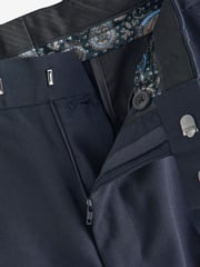 Navy Blue Slim Fit Tuxedo Suit Trousers - Image 2 of 4