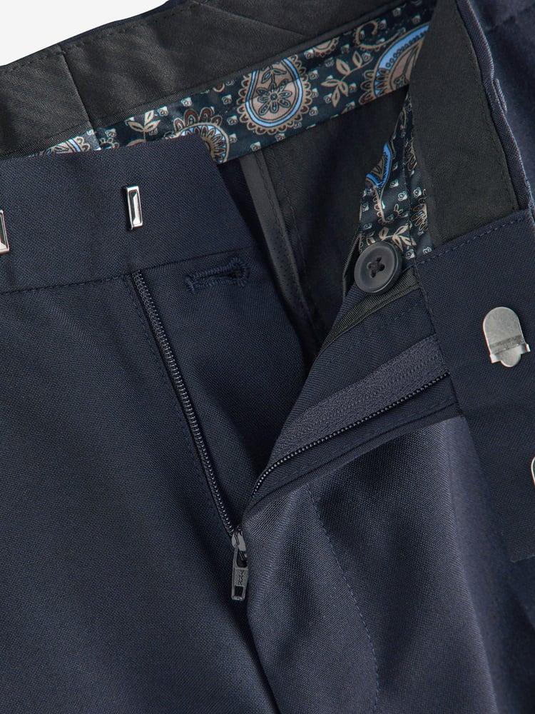 Navy Blue Slim Fit Tuxedo Suit Trousers - Image 2 of 4