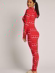 Boux Avenue Pink Fairisle Hooded Christmas Onesie Pyjamas - Image 3 of 5