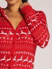Boux Avenue Pink Fairisle Hooded Christmas Onesie Pyjamas - Image 4 of 5