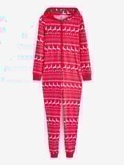 Boux Avenue Pink Fairisle Hooded Christmas Onesie Pyjamas - Image 5 of 5