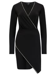 Pour Moi Black Nicole Slinky Jersey Diamante Trim Wrap Dress - Image 3 of 4