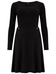 Pour Moi Black Helen Knit Skater Skirt Dress - Image 3 of 4
