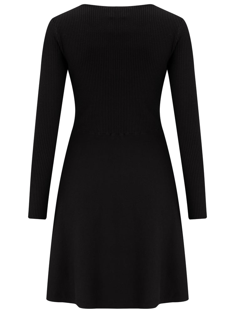 Pour Moi Black Helen Knit Skater Skirt Dress - Image 4 of 4