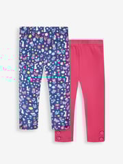 JoJo Maman Bébé Navy Blue Hedgerow & Berry Pink Girls' 2-Pack Leggings - Image 1 of 6