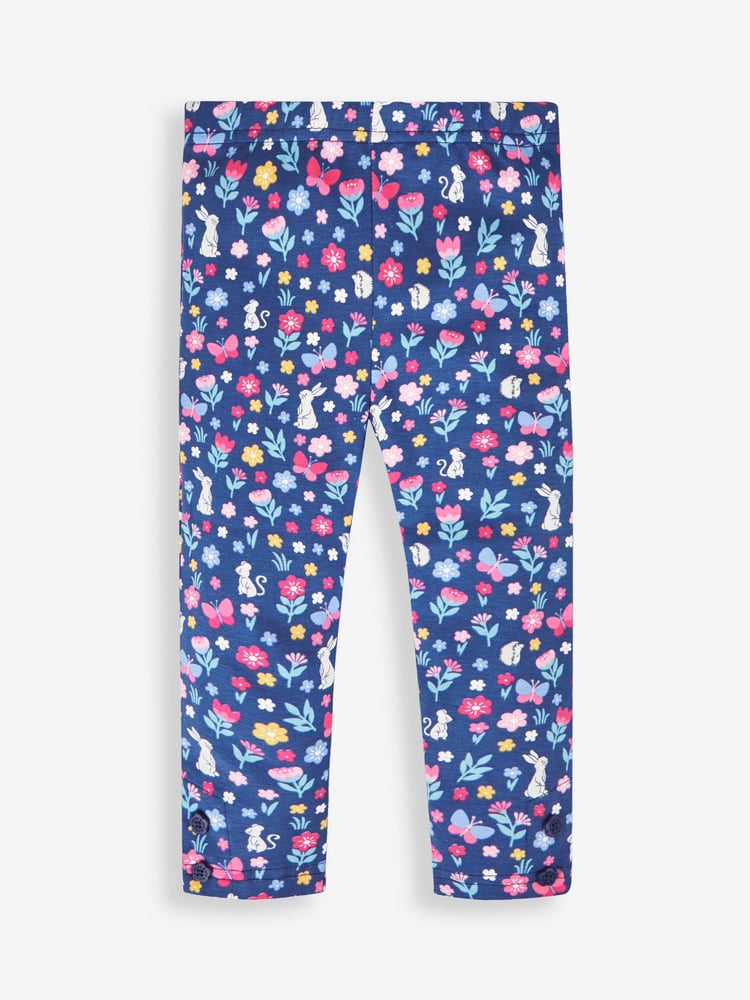 JoJo Maman Bébé Navy Blue Hedgerow & Berry Pink Girls' 2-Pack Leggings - Image 2 of 6