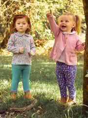 JoJo Maman Bébé Navy Blue Hedgerow & Berry Pink Girls' 2-Pack Leggings - Image 5 of 6