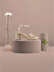 Clarks Gold Suede Ritzy75 Faye Sandals - Image 1 of 11