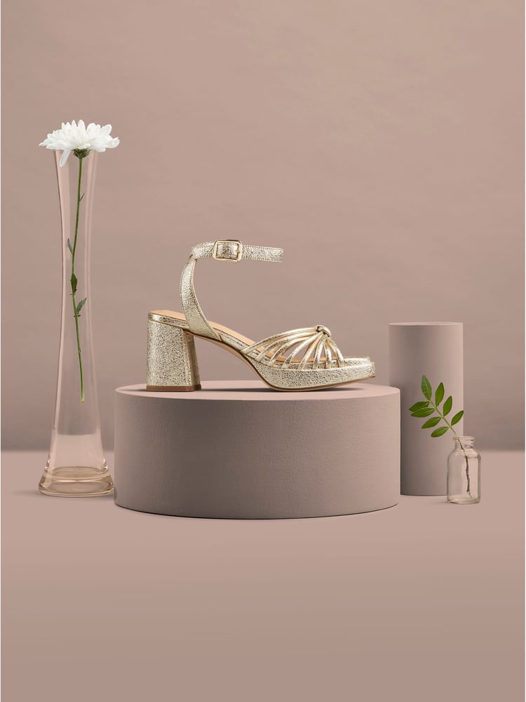 Clarks Gold Suede Ritzy75 Faye Sandals - Image 1 of 11
