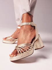 Clarks Gold Suede Ritzy75 Faye Sandals - Image 4 of 11