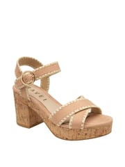 Ravel Natural Cross-Over Platform Sandals - Image 1 of 4