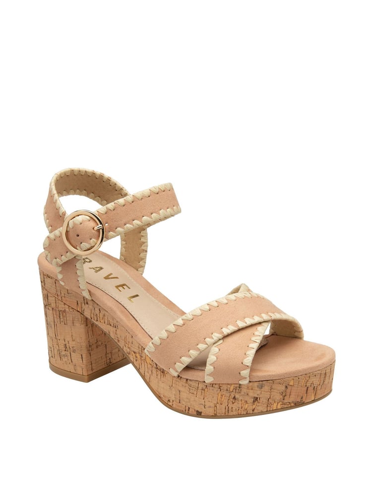Ravel Natural Cross-Over Platform Sandals - Image 1 of 4