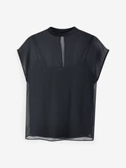 Black Sheer Layer Cap Sleeve Top - Image 5 of 5