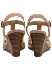 Ravel Pink Leather Strappy Wedge Sandals - Image 3 of 4
