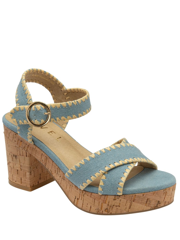 Ravel Blue Cross-Over Platform Sandals - Image 1 of 3 Ravel Blue Cross-Over Platform Sandals - Image 1 of 3