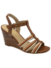 Ravel Brown Leather Strappy Wedge Sandals - Image 1 of 4