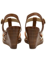 Ravel Brown Leather Strappy Wedge Sandals - Image 3 of 4