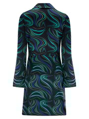 Pour Moi Black Green Louisa Satin Wrap Long Sleeve Short Dress - Image 4 of 4