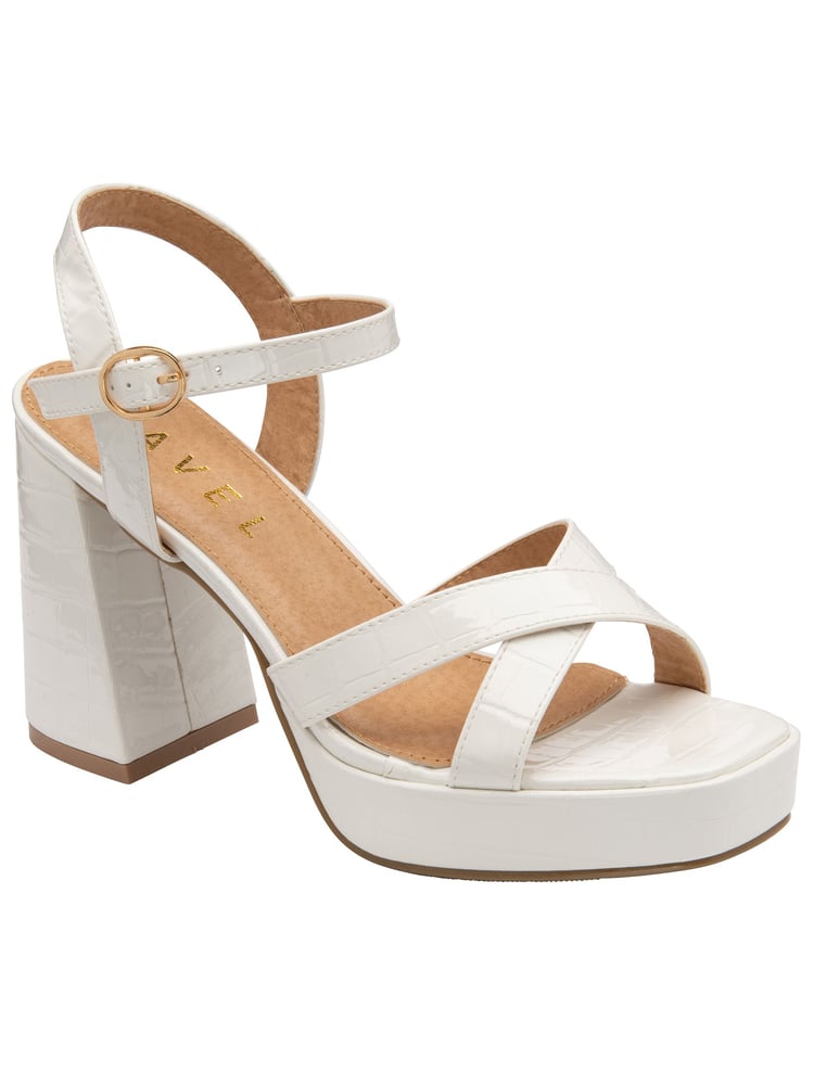 Ravel White Cross Strap Open Toe Platform Sandals - Image 1 of 4 Ravel White Cross Strap Open Toe Platform Sandals - Image 1 of 4