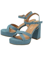 Ravel Blue Croc Cross Strap Open Toe Platform Sandals - Image 2 of 4