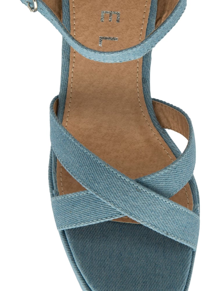 Ravel Blue Croc Cross Strap Open Toe Platform Sandals - Image 4 of 4 Ravel Blue Croc Cross Strap Open Toe Platform Sandals - Image 4 of 4