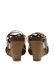 Ravel Gold Leather Wedge Strappy Mule Sandals - Image 3 of 4
