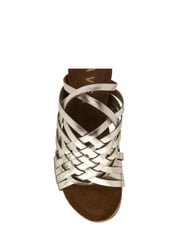 Ravel Gold Leather Wedge Strappy Mule Sandals - Image 4 of 4