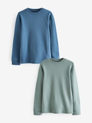 Blue/Teal Thermal Long Sleeve Tops 2 Pack (2-16yrs) - Image 1 of 5