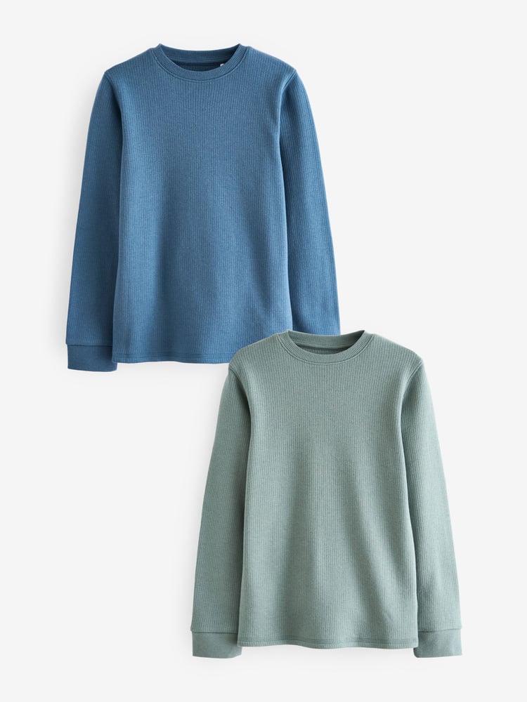 Blue/Teal Thermal Long Sleeve Tops 2 Pack (2-16yrs) - Image 1 of 5