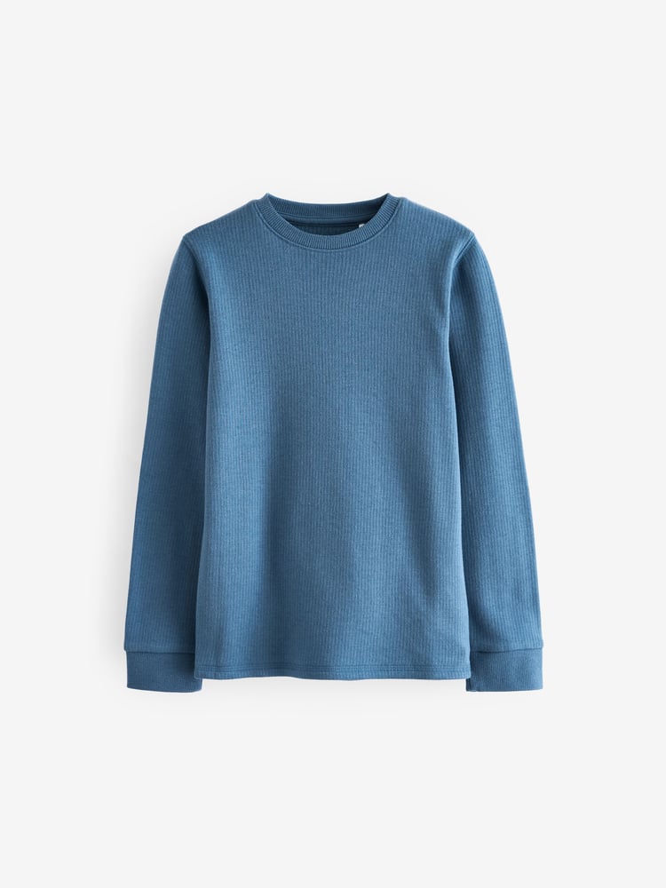 Blue/Teal Thermal Long Sleeve Tops 2 Pack (2-16yrs) - Image 2 of 5