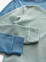 Blue/Teal Thermal Long Sleeve Tops 2 Pack (2-16yrs) - Image 5 of 5