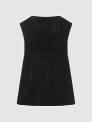 Reiss Black Livia Velvet Pleat Detail Mini Dress - Image 2 of 6