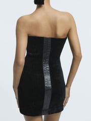 Reiss Black Livia Velvet Pleat Detail Mini Dress - Image 5 of 6