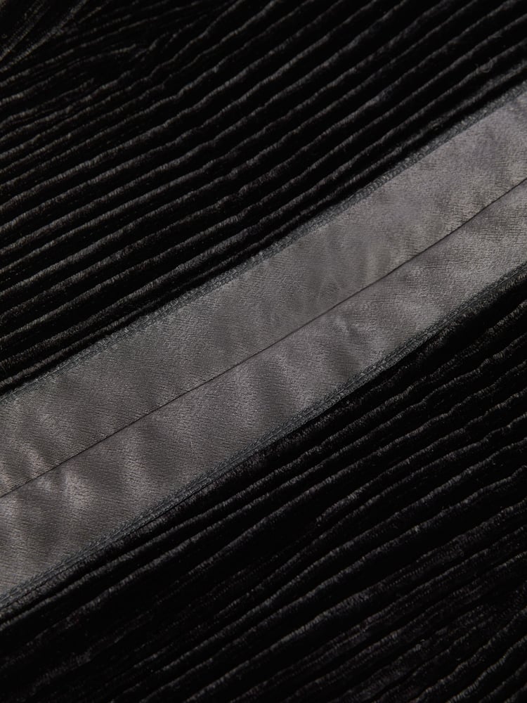 Reiss Black Livia Velvet Pleat Detail Mini Dress - Image 6 of 6