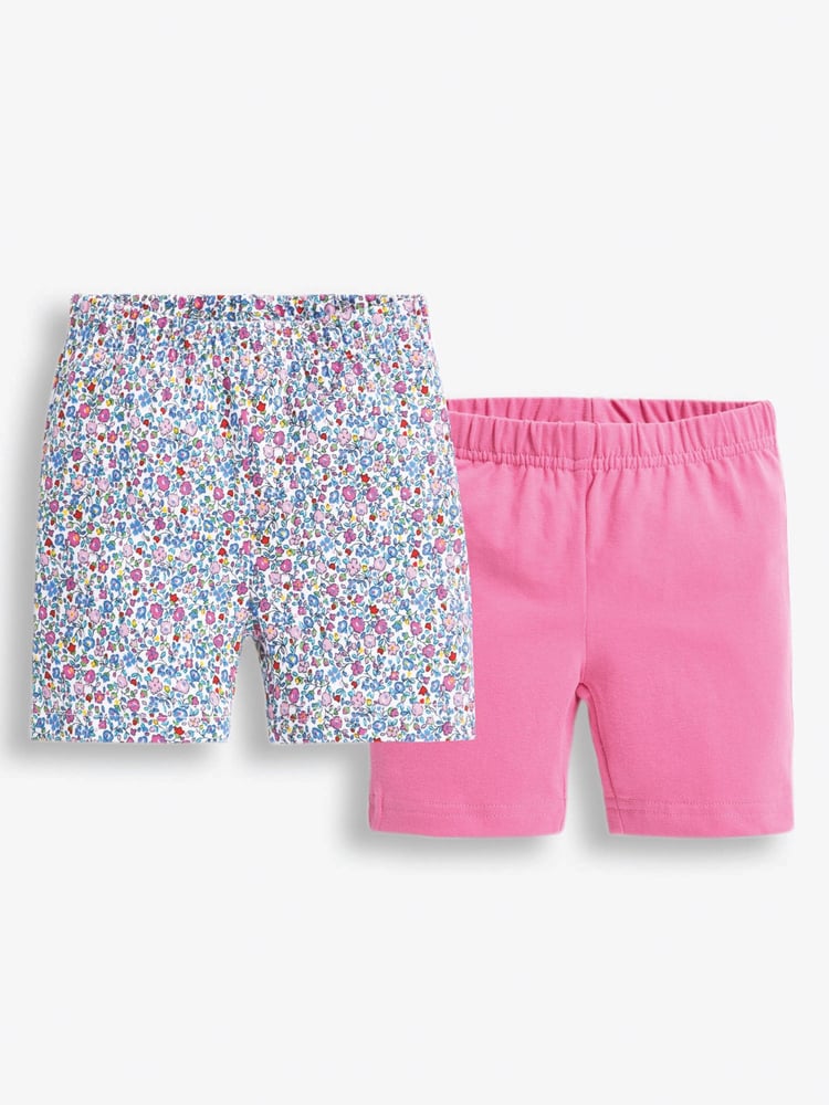 JoJo Maman Bébé Summer Ditsy Pink Floral 2-Pack Shorts - Image 1 of 5