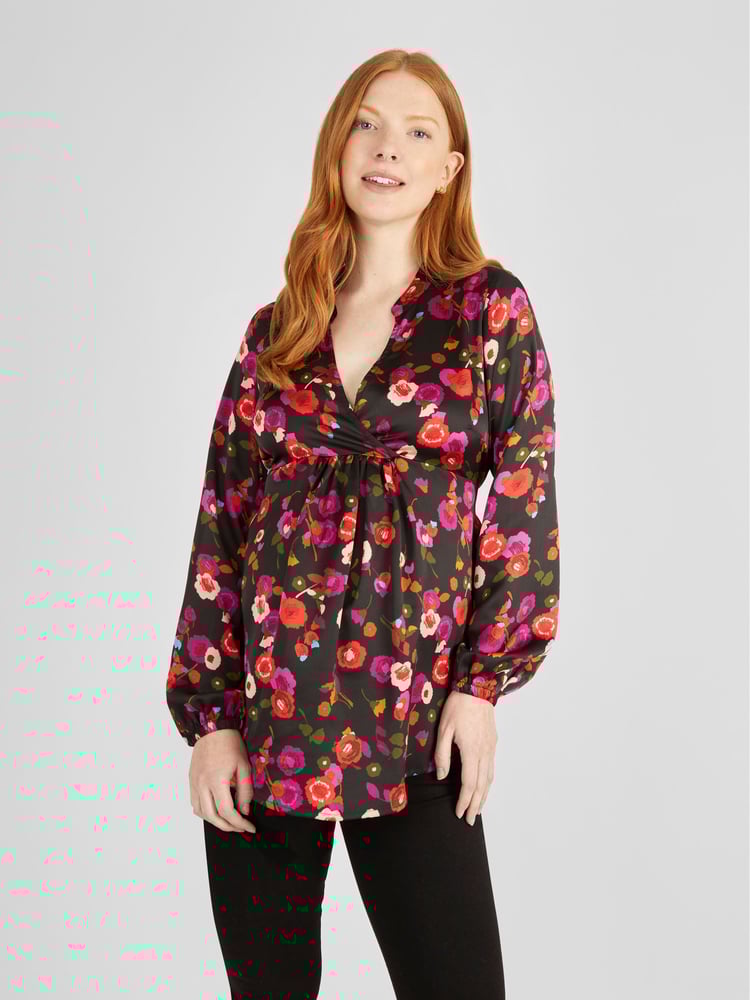 JoJo Maman Bébé Black Floral Maternity Blouse - Image 1 of 4