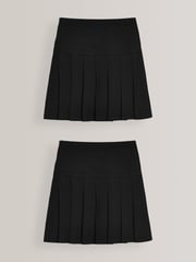 Black Longer Length Regular Waist Pleated School Skirts 2 Pack (3-16yrs) - Image 1 of 5